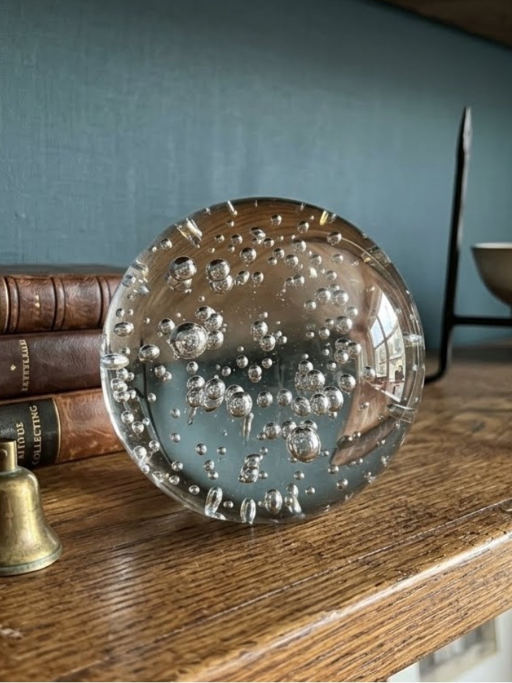 Clear Glass Bubble Paperweight. Collectible. Vintage